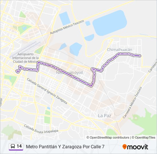 14 Route: Schedules, STops & Maps - Metro Pantitlán Y Zaragoza Por Calle 7  (Updated)