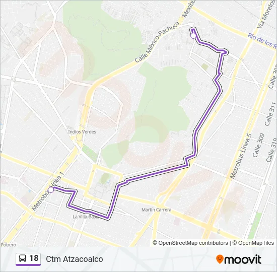18 Bus Line Map