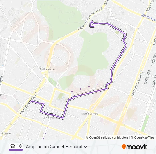 18 Bus Line Map