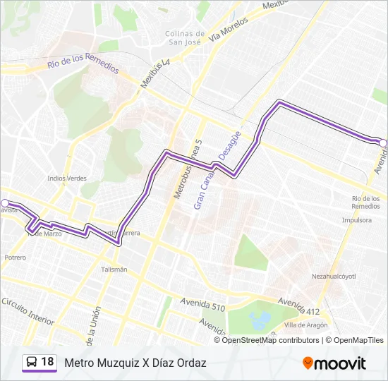 18 Bus Line Map