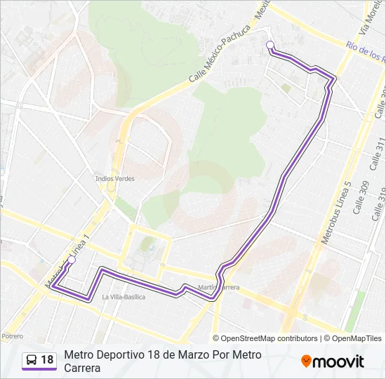 Mapa de 18 de autobús