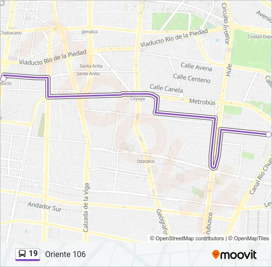 19 Bus Line Map