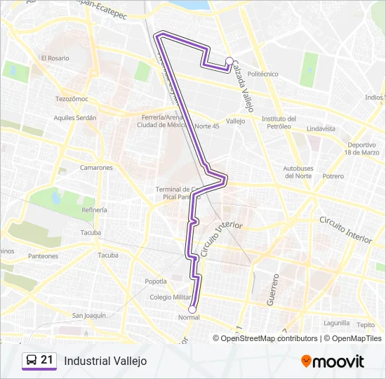 21 Bus Line Map