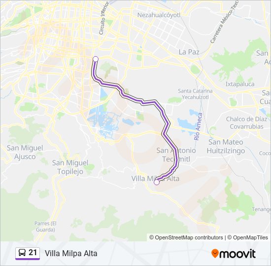 Mapa de 21 de autobús