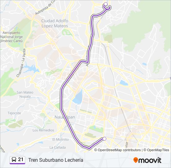 Ruta 21 horarios, paradas y mapas Tren Suburbano Lechería (Actualizado)
