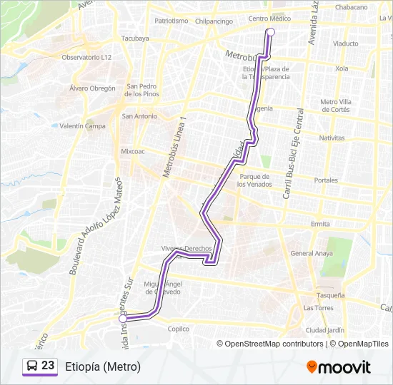 23 Bus Line Map