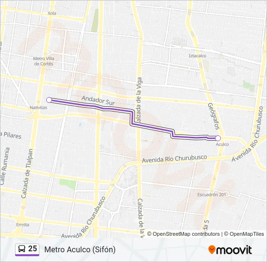 25 Bus Line Map