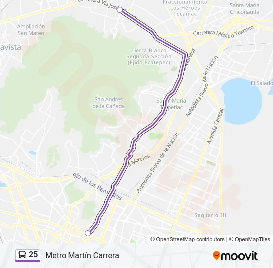 25 Bus Line Map