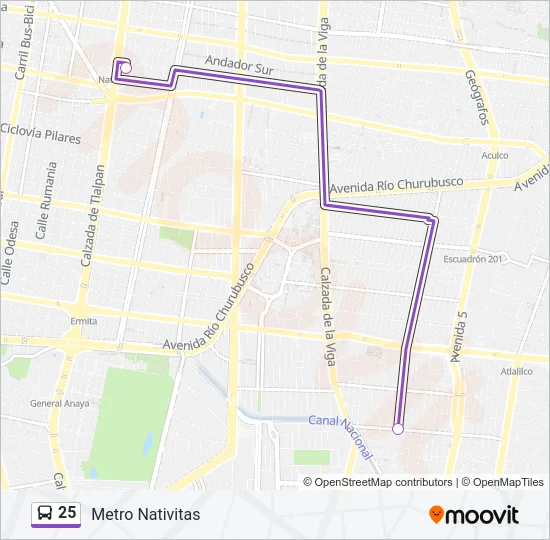 25 Bus Line Map