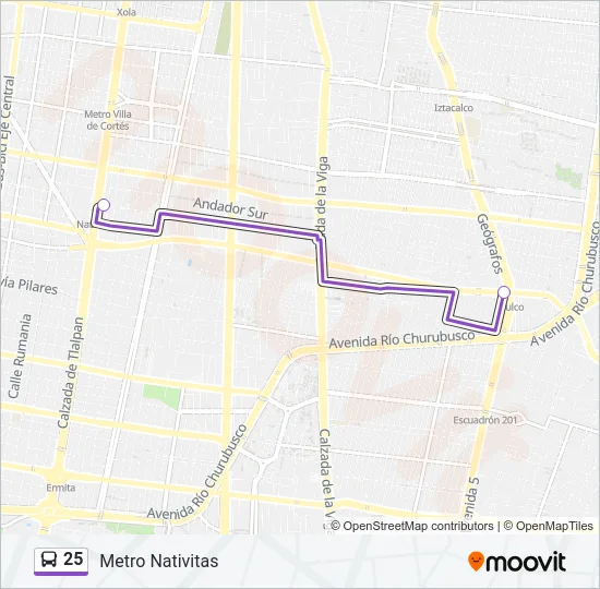 25 Bus Line Map