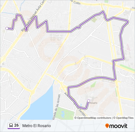 Ruta 26: horarios, paradas y mapas - Metro El Rosario (Actualizado)
