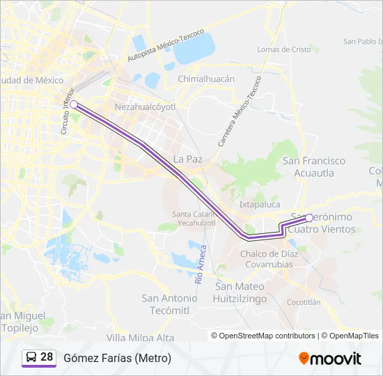 28 Bus Line Map
