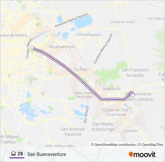 28 Bus Line Map