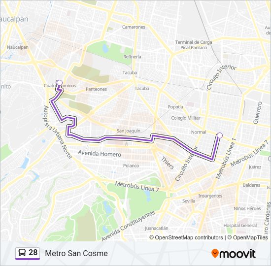 Mapa de 28 de autobús