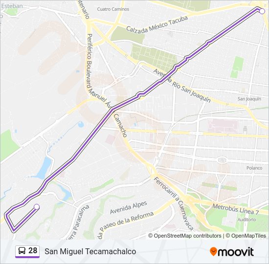 Mapa de 28 de autobús