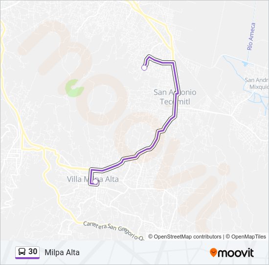 Mapa de 30 de autobús