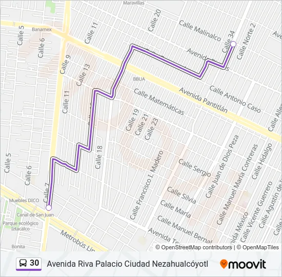 30 Bus Line Map