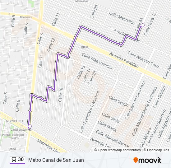 Mapa de 30 de autobús