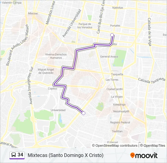 34 Bus Line Map