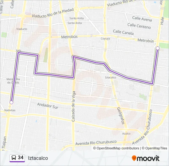 34 Bus Line Map