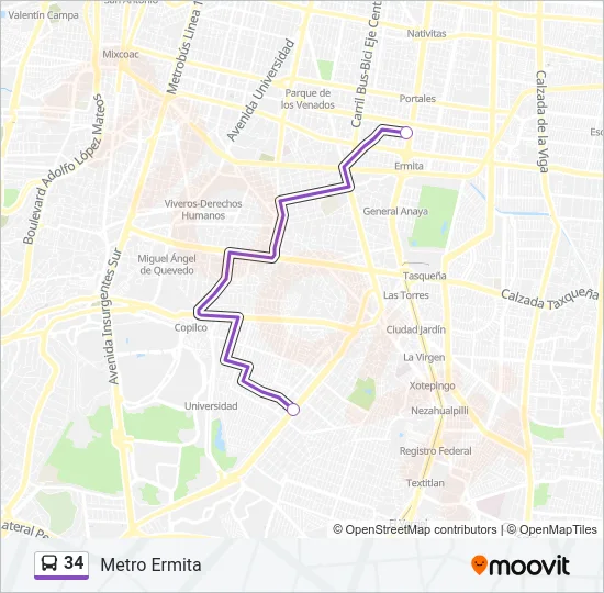 34 Bus Line Map