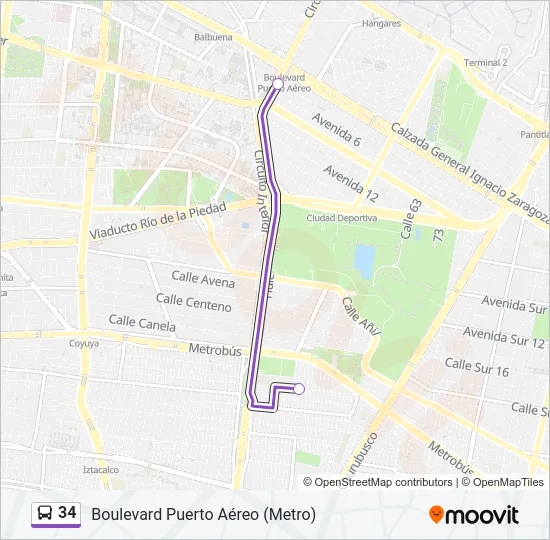 34 Bus Line Map