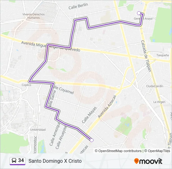 34 Bus Line Map