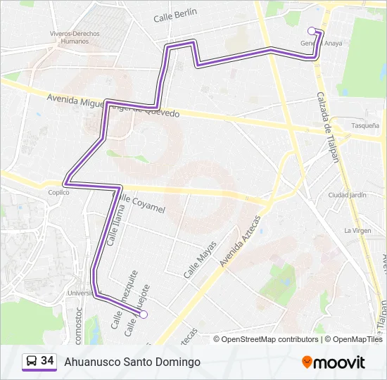 34 Bus Line Map