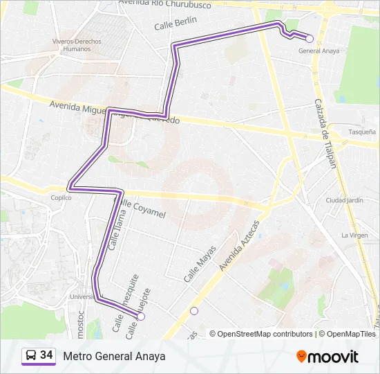 34 Bus Line Map