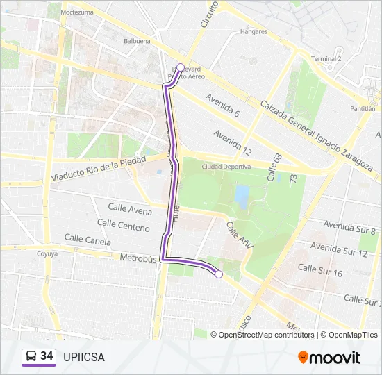 34 Bus Line Map