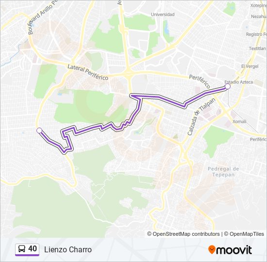 Mapa de 40 de autobús