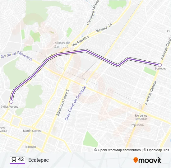 43 Bus Line Map