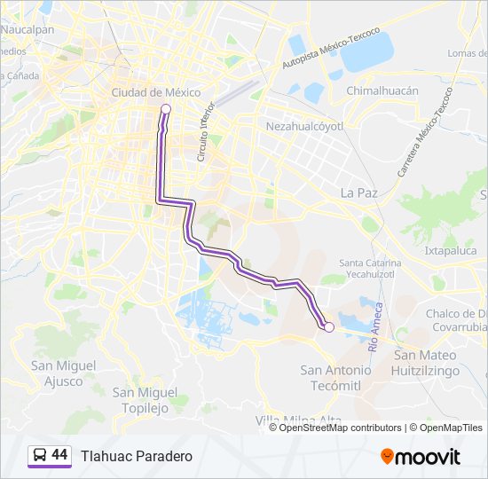 44 bus Line Map