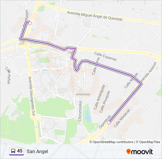 45 bus Line Map