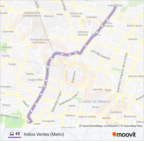 45 Bus Line Map