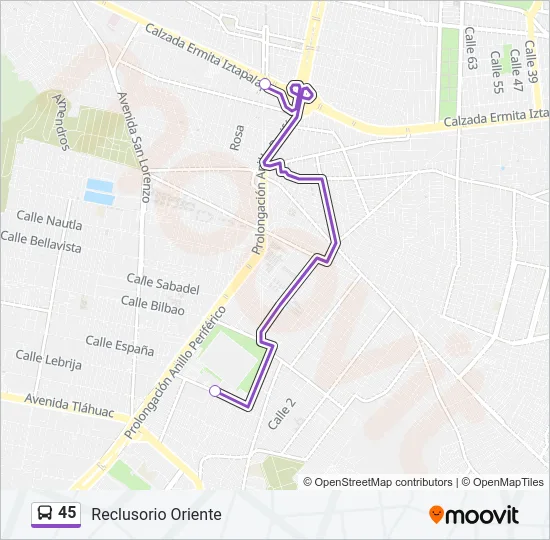 45 Bus Line Map