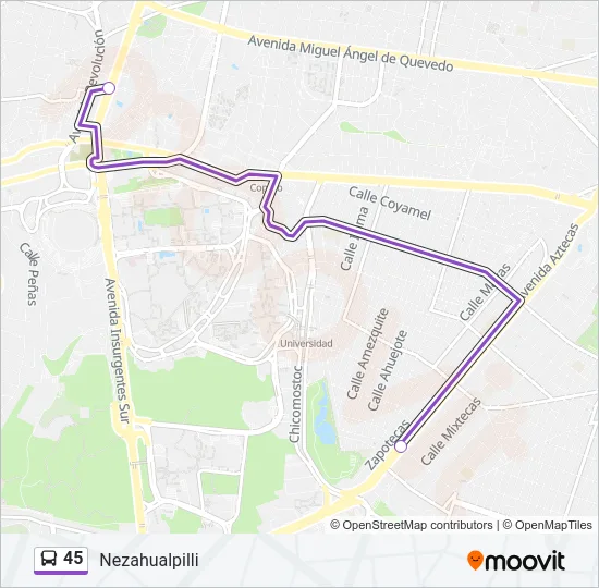 45 Bus Line Map