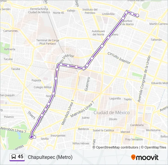 45 Bus Line Map