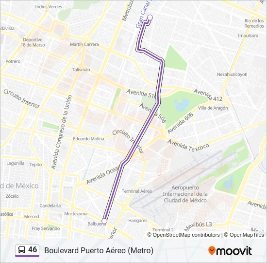 46 Bus Line Map