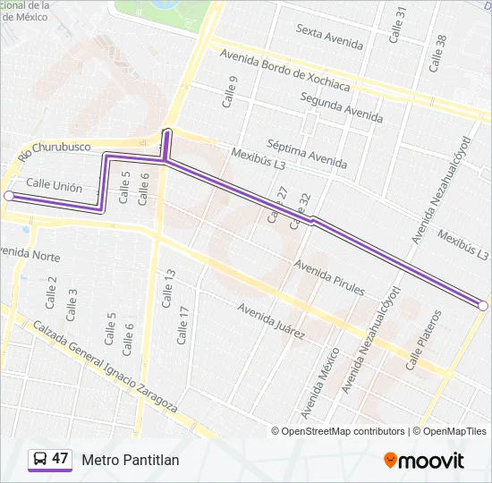 47 Bus Line Map