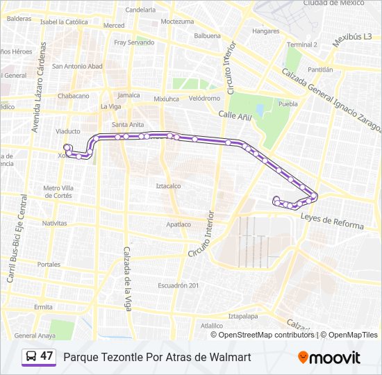 Mapa de 47 de autobús