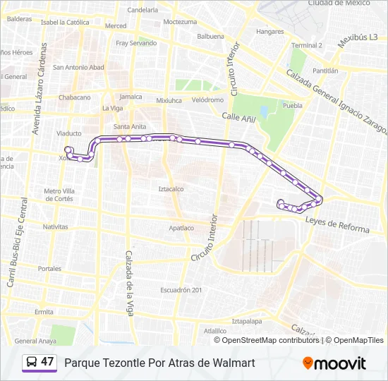 47 Bus Line Map