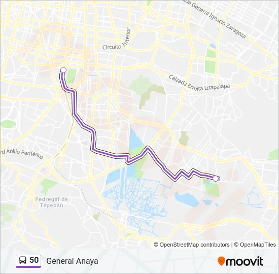 50 Bus Line Map