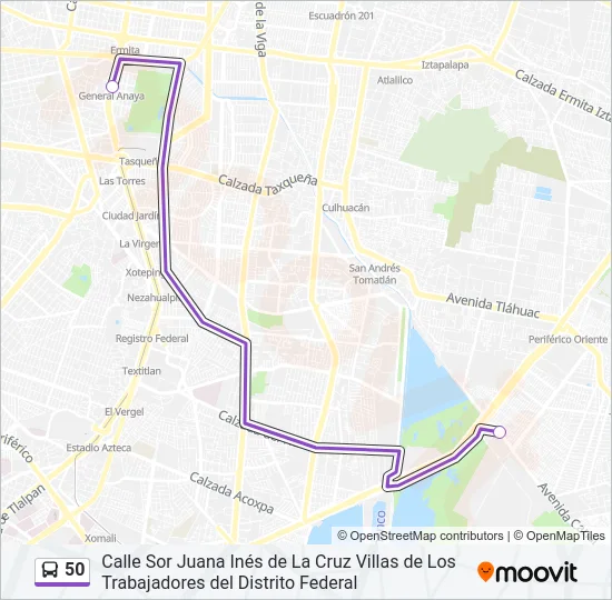 50 Bus Line Map