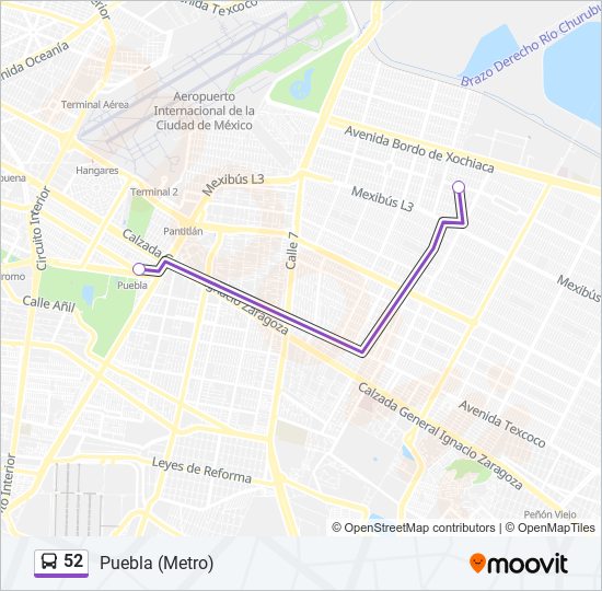 Mapa de 52 de autobús