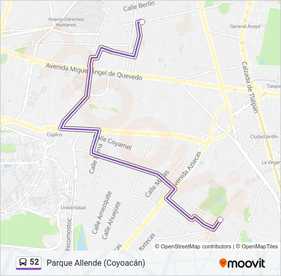 52 Bus Line Map