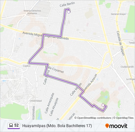 Mapa de 52 de autobús