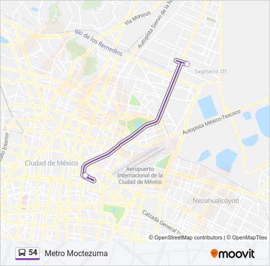 54 bus Line Map