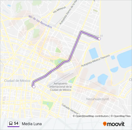 54 Bus Line Map