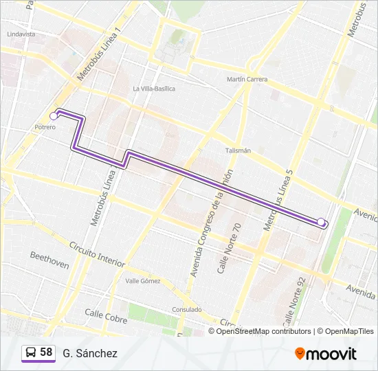 58 Bus Line Map